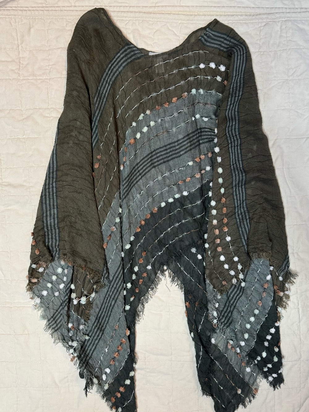 Green textured poncho